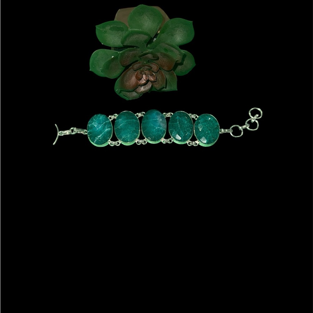 Silver Emerald Bracelet